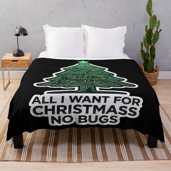 Item preview, All I Want For Christmas Is No Bugs Funny Coding Tree designed and sold by PozivoPlus.