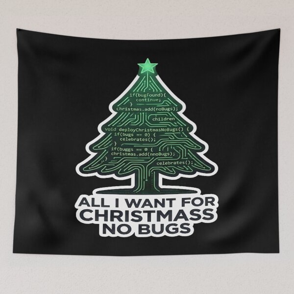 Item preview, All I Want For Christmas Is No Bugs Funny Coding Tree designed and sold by PozivoPlus.