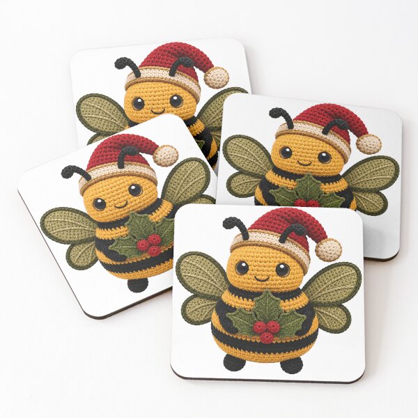 Item preview, Christmas Crochet Bee with Holly – Cute Festive Bumble Bee designed and sold by Digital Culture Studio.