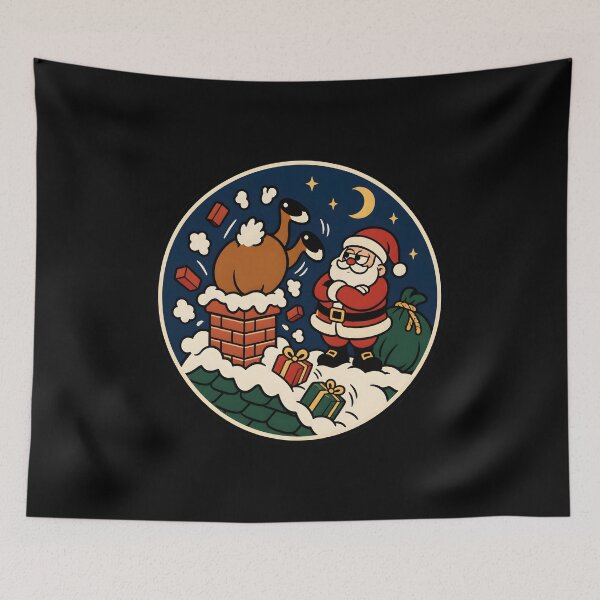 Item preview, Funny Reindeer Stuck in Chimney Annoyed Santa designed and sold by RekiStyle.