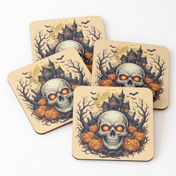 Item preview, Spooky Gothic Halloween Skull and Haunted House Art designed and sold by Fine-Arts-Lab.