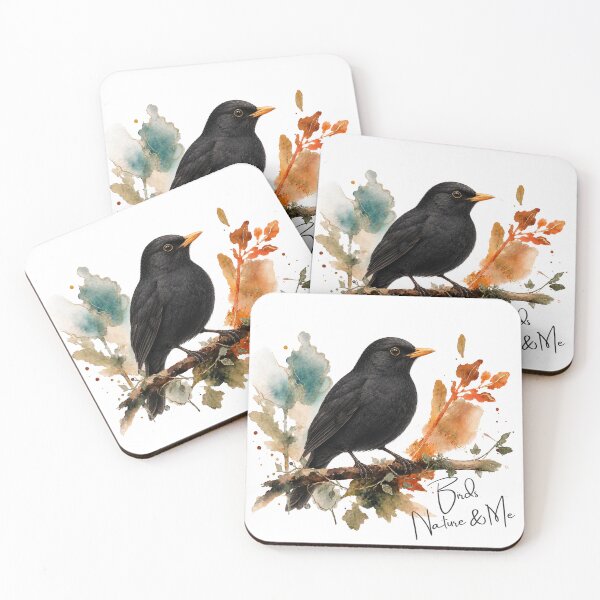 Item preview, Blackbird in the Forest Watercolor Illustration - Cottagecore Art designed and sold by TerraStyleTina.
