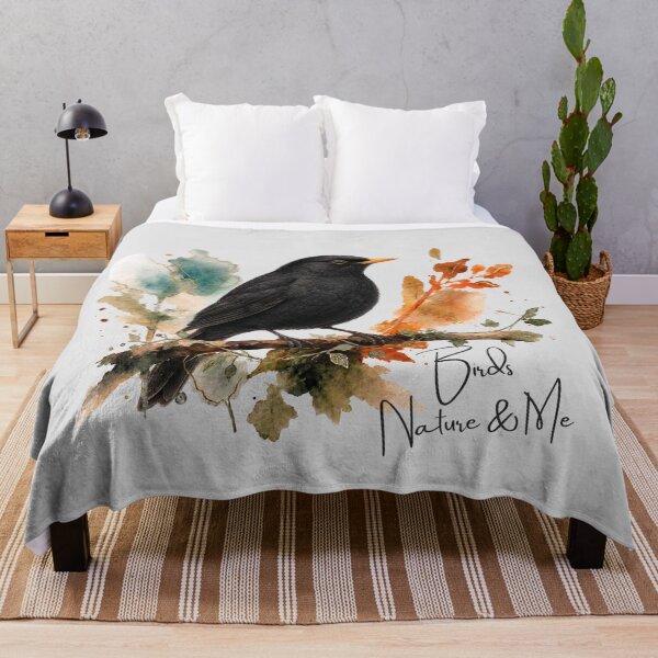 Item preview, Blackbird in the Forest Watercolor Illustration - Cottagecore Art designed and sold by TerraStyleTina.