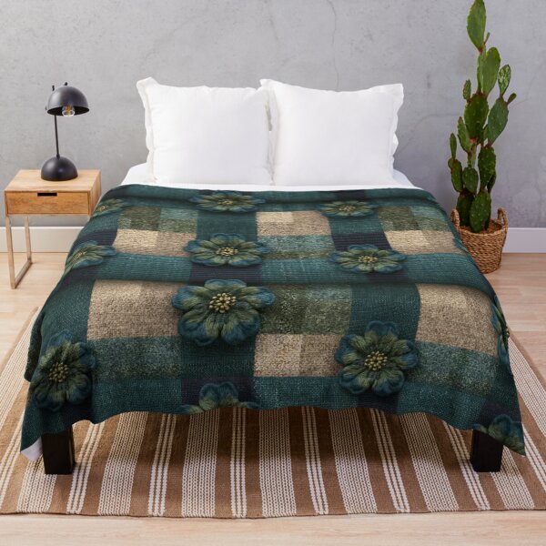 Item preview, Denim Patchwork Plaid with Denim Floral Art designed and sold by Piotrek0001.