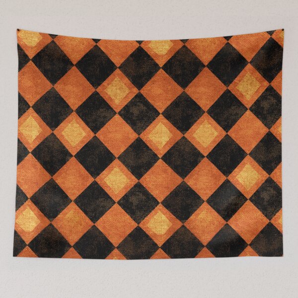 Item preview, Warm Amber and Black Diamond Harlequin Pattern designed and sold by Piotrek0001.