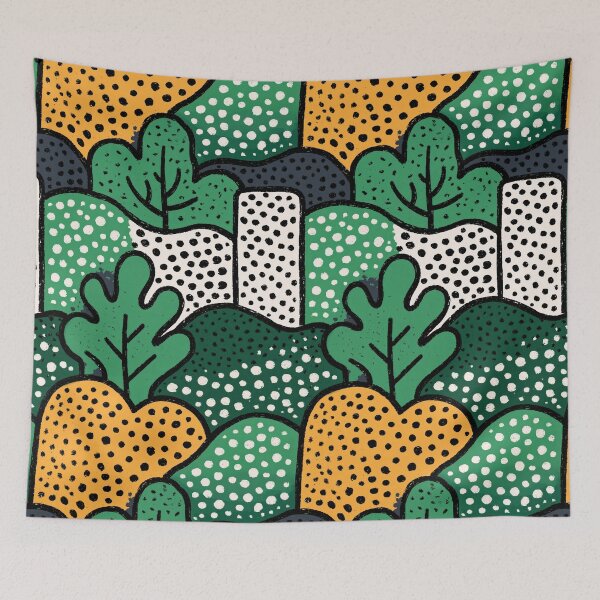 Item preview, Mid Century Modern Green Foliage Dot Pattern designed and sold by Piotrek0001.