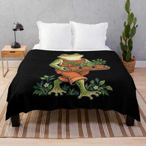 Item preview, Gardening Frog Carrying Tomato and Herb Pots designed and sold by TeeAbility.