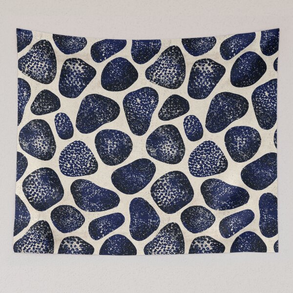 Item preview, Navy and White Organic Stone Pebble Pattern designed and sold by Piotrek0001.