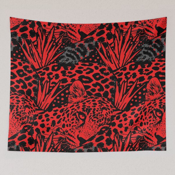Item preview, Fiery Red and Black Tropical Jungle Foliage designed and sold by Piotrek0001.