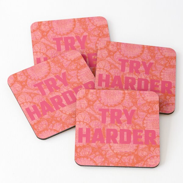 Item preview, TRY HARDER – Bold Pink Maximalist Typography, Edgy Streetwear Art designed and sold by GracefulbyElmes.