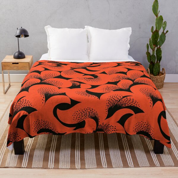 Item preview, Bold Orange and Black Floral Silhouette Pattern designed and sold by Piotrek0001.