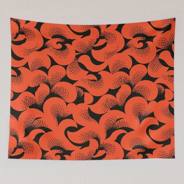 Item preview, Bold Orange and Black Floral Silhouette Pattern designed and sold by Piotrek0001.
