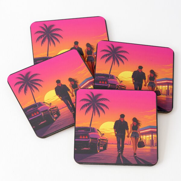 Item preview, Outlaw Couple Neon Sunset Retro Crime Poster designed and sold by RekiStyle.