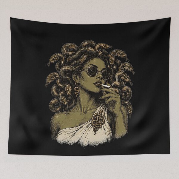 Item preview, Edgy Medusa Gorgon with Sunglasses and Cigarette designed and sold by k3rstman1.