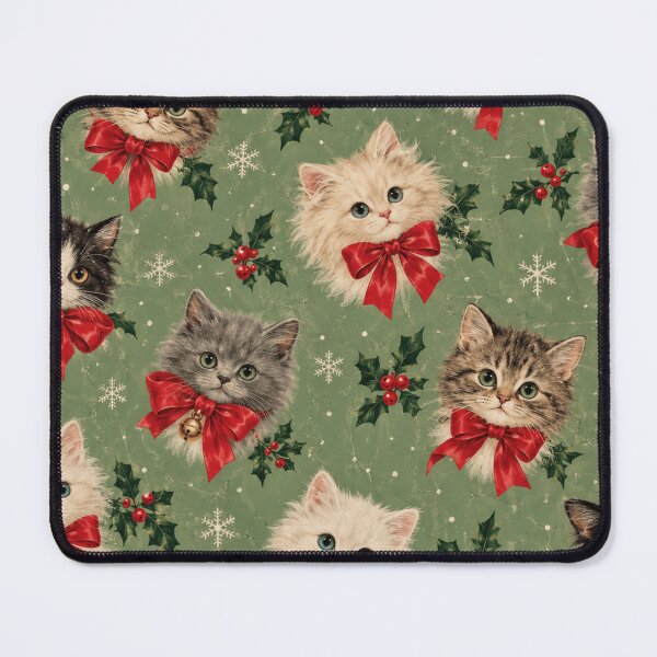 Item preview, Vintage Christmas Cats with Red Bows designed and sold by TheRBGifts.