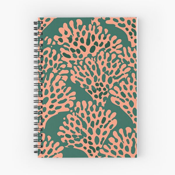 Item preview, Coral Pink Fan Tree Pattern on Deep Teal designed and sold by Piotrek0001.