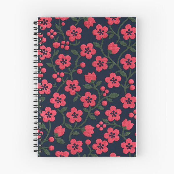 Item preview, Midnight Navy Folk Art Pink Floral Pattern designed and sold by Piotrek0001.
