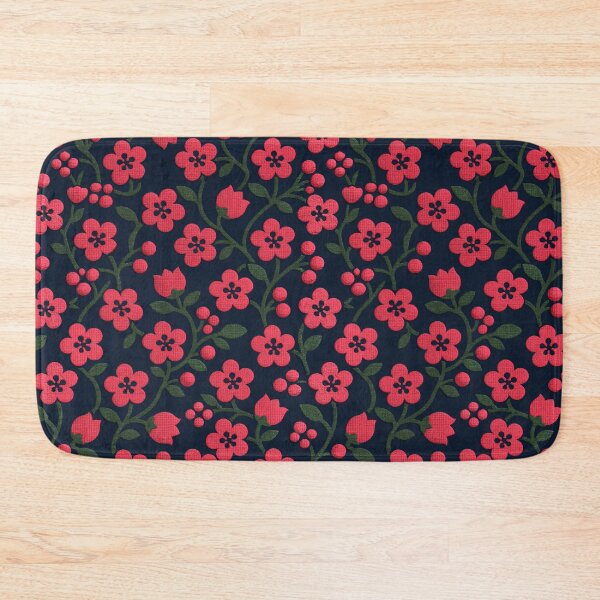 Item preview, Midnight Navy Folk Art Pink Floral Pattern designed and sold by Piotrek0001.