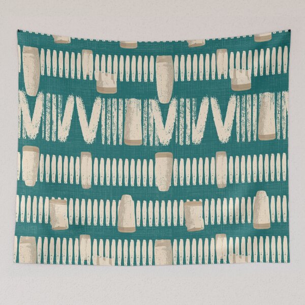 Item preview, Sage Green Tribal Chalk Line Pattern Art designed and sold by Piotrek0001.