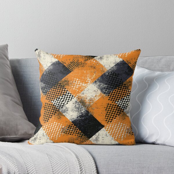 Item preview, Industrial Orange Plaid and Charcoal Grunge designed and sold by Piotrek0001.