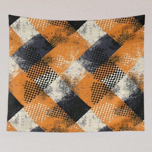 Item preview, Industrial Orange Plaid and Charcoal Grunge designed and sold by Piotrek0001.