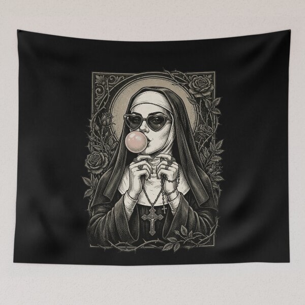 Item preview, Edgy Nun Heart Sunglasses Bubble Gum Roses designed and sold by k3rstman1.