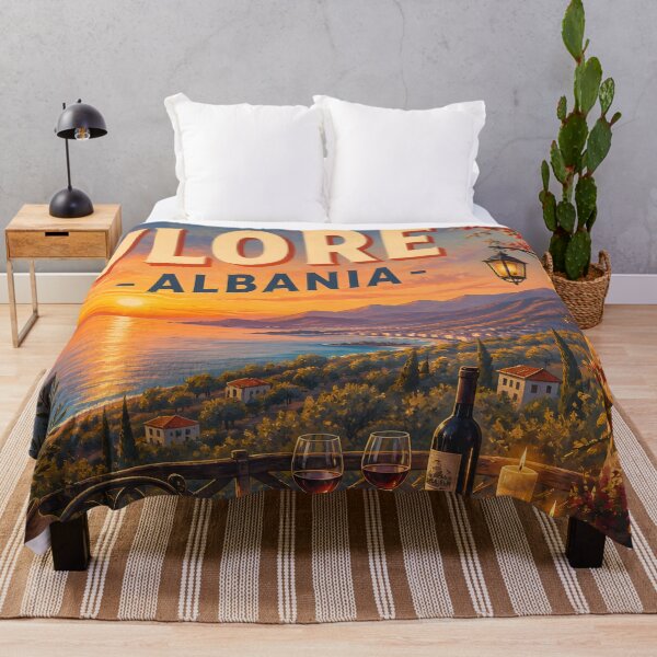 Item preview, Vlorë Albania – Vintage Seaside Balcony Evening Poster designed and sold by LSVart.
