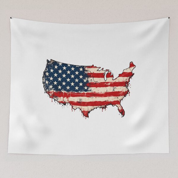 Item preview, Distressed USA Map American Flag | Vintage Grunge Patriotic Art designed and sold by Paper Drip.