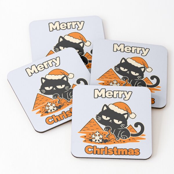 Item preview, Cat digging Christmas sand looking for snow under pyramids designed and sold by Honu2025.