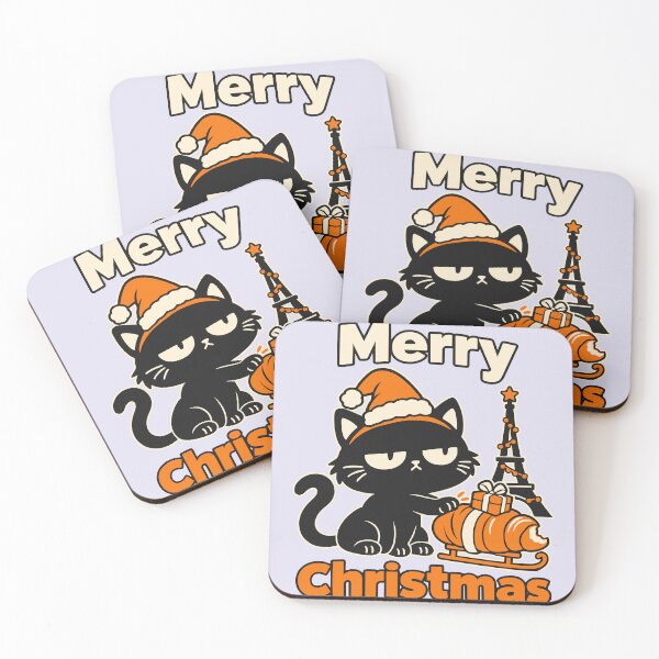 Item preview, Cat sliding a Christmas croissant in front of the Parisian monument designed and sold by Honu2025.