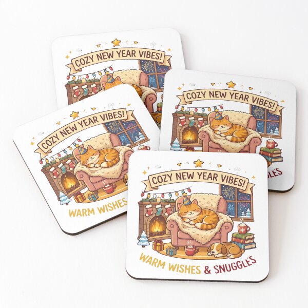 Item preview, Cozy New Year Vibes | Sleeping Cat & Dog Holiday designed and sold by scarben.
