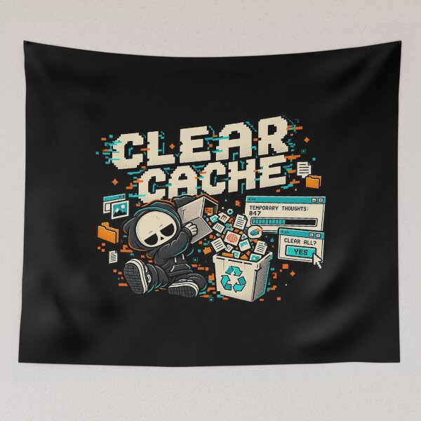 Item preview, Clear Cache – Temporary Thoughts Retro Computer Humor designed and sold by Mad Factory Designs.