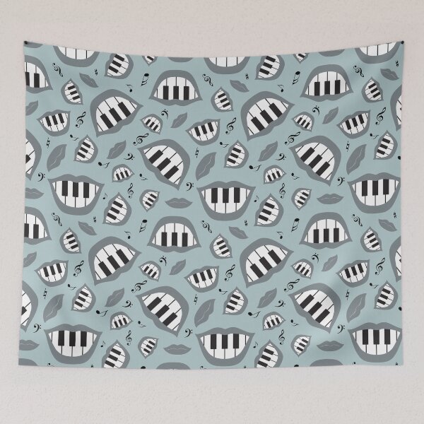 Item preview, Piano smile pattern in grey designed and sold by Irina Ivanova.