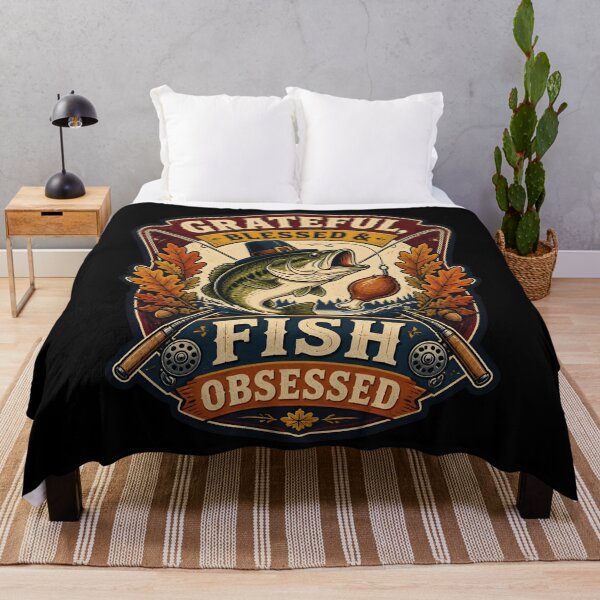 Item preview, Grateful Blessed And Fish Obsessed Retro Thanksgiving Fishing designed and sold by LeSoniPapaPrint.