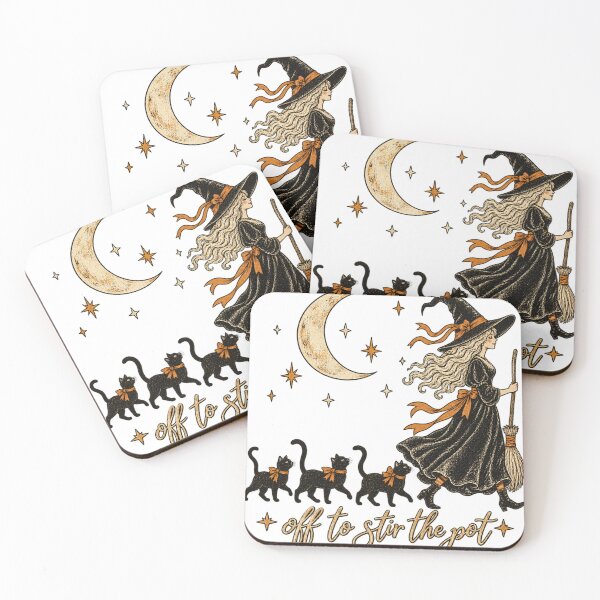 Item preview, Off to Stir the Pot Witch Cats designed and sold by ROUX-ART.