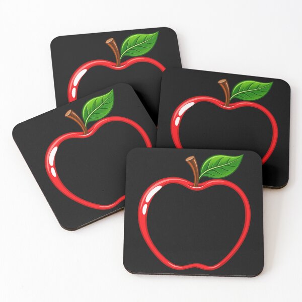 Item preview, Red Apple Outline with Green Leaf designed and sold by ROUX-ART.