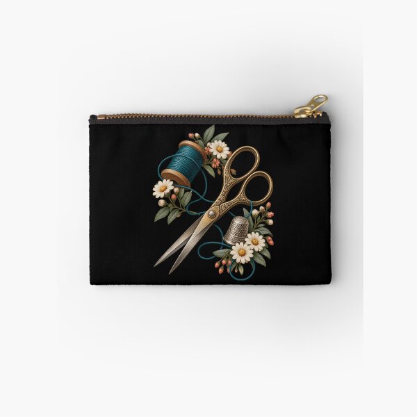 Item preview, Vintage Sewing Scissors Teal Thread and Daisies designed and sold by TeeAbility.