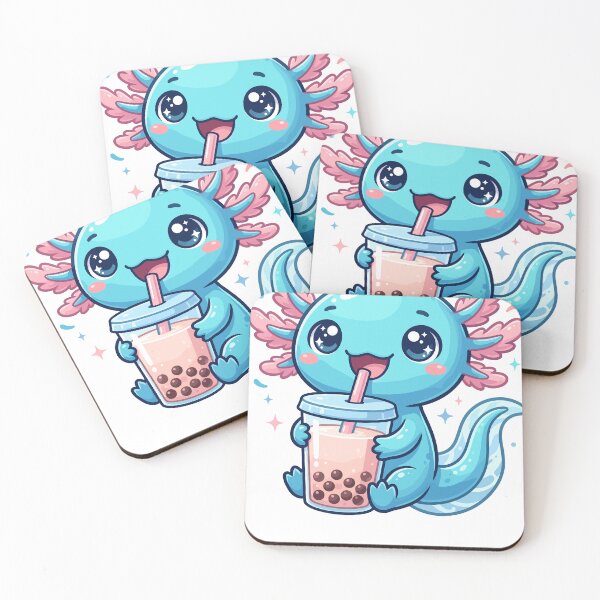 Item preview, Cute Kawaii Axolotl Drinking Boba Tea Tshirt designed and sold by MalwasBasket.