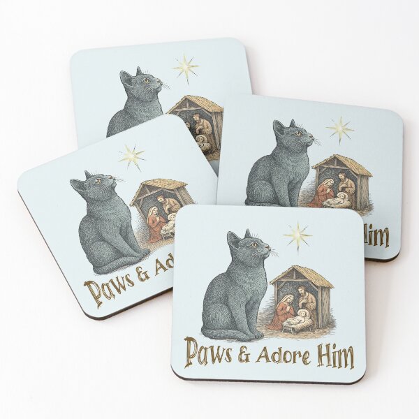 Item preview, Russian Blue Cat Christian Christmas Nativity designed and sold by Sachie's Studio.