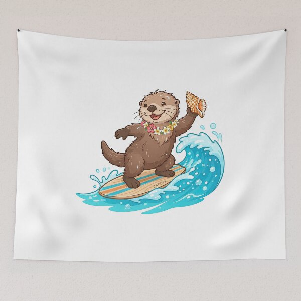 Item preview, Cute Surfing Sea Otter With Seashell designed and sold by Rahat3344.