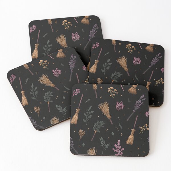 Item preview, Witchy Brooms and Magical Botanicals Pattern designed and sold by WyldLuna.
