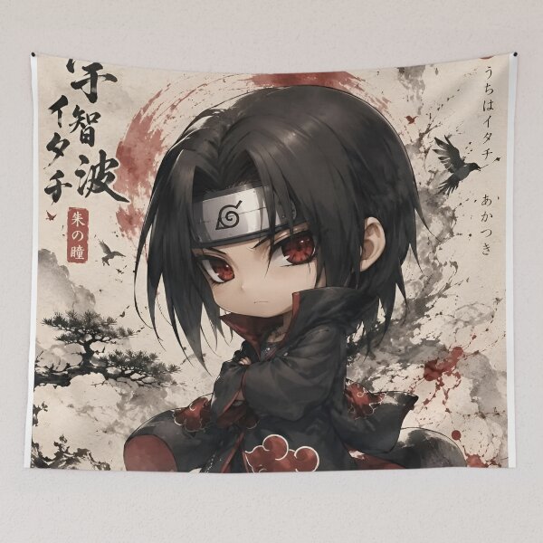 Item preview, Chibi Dark Ninja Warrior – Japanese Ink Wash Anime Art designed and sold by Dyan4.