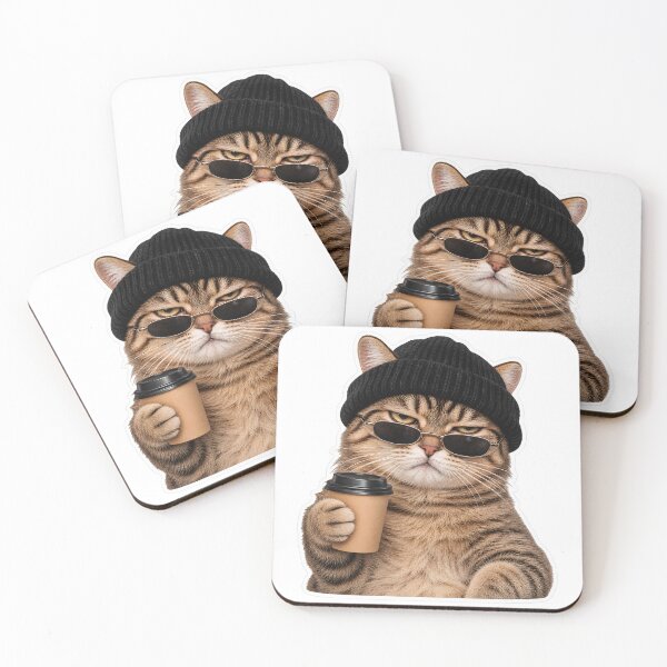 Item preview, Unimpressed Cat Beanie Sunglasses Coffee Monday Mood designed and sold by RekiStyle.