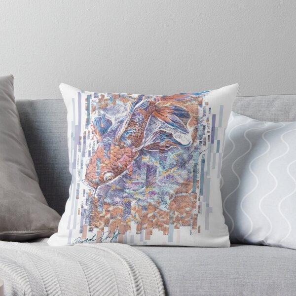 Item preview, Drawn koi fish pattern integrated with digital blocks designed and sold by Add70 Distributors.