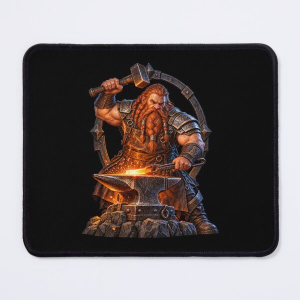 Item preview, Dwarf Blacksmith Forging Glowing Iron on Anvil designed and sold by TeeAbility.