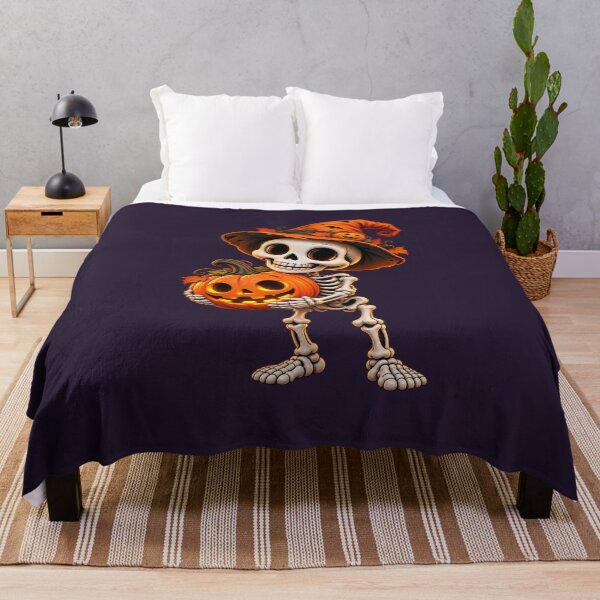 Item preview, Halloween Skeleton with Pumpkin Witch Hat – Spooky 3D Art designed and sold by DIB Designs – Express Your Style.