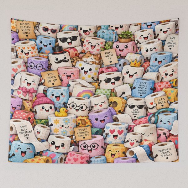 Item preview, Cute Happy Toilet Paper Rolls Kindness Sticker designed and sold by Imaginarium of Chaos falcon88 .