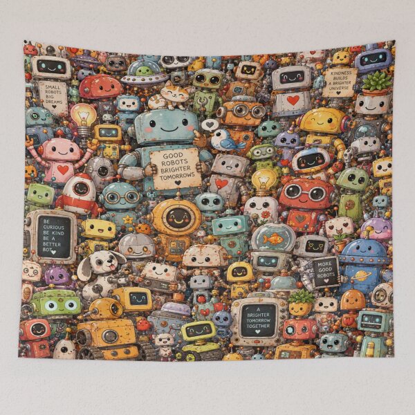 Item preview, Cute Retro Robots Brighter Tomorrow Sticker designed and sold by Imaginarium of Chaos falcon88 .