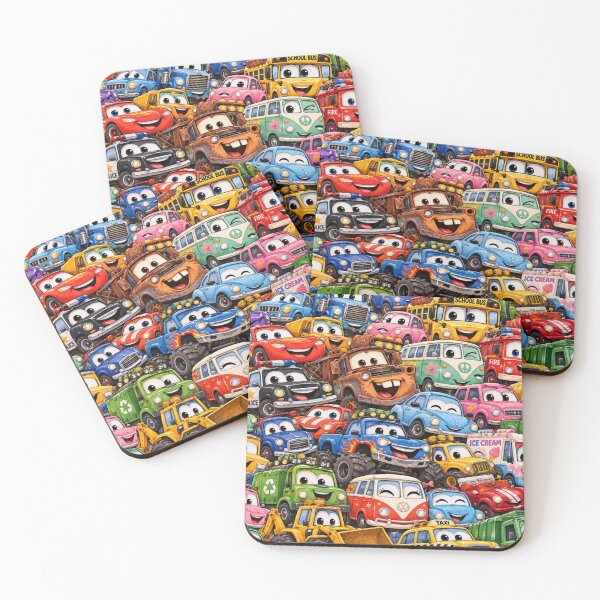 Item preview, Happy Cartoon Cars Colorful Vehicles Sticker designed and sold by Imaginarium of Chaos falcon88 .