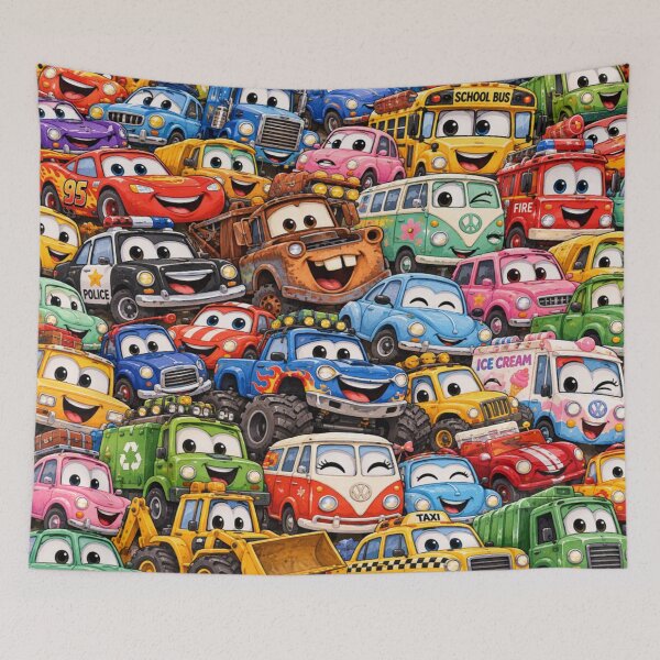 Item preview, Happy Cartoon Cars Colorful Vehicles Sticker designed and sold by Imaginarium of Chaos falcon88 .